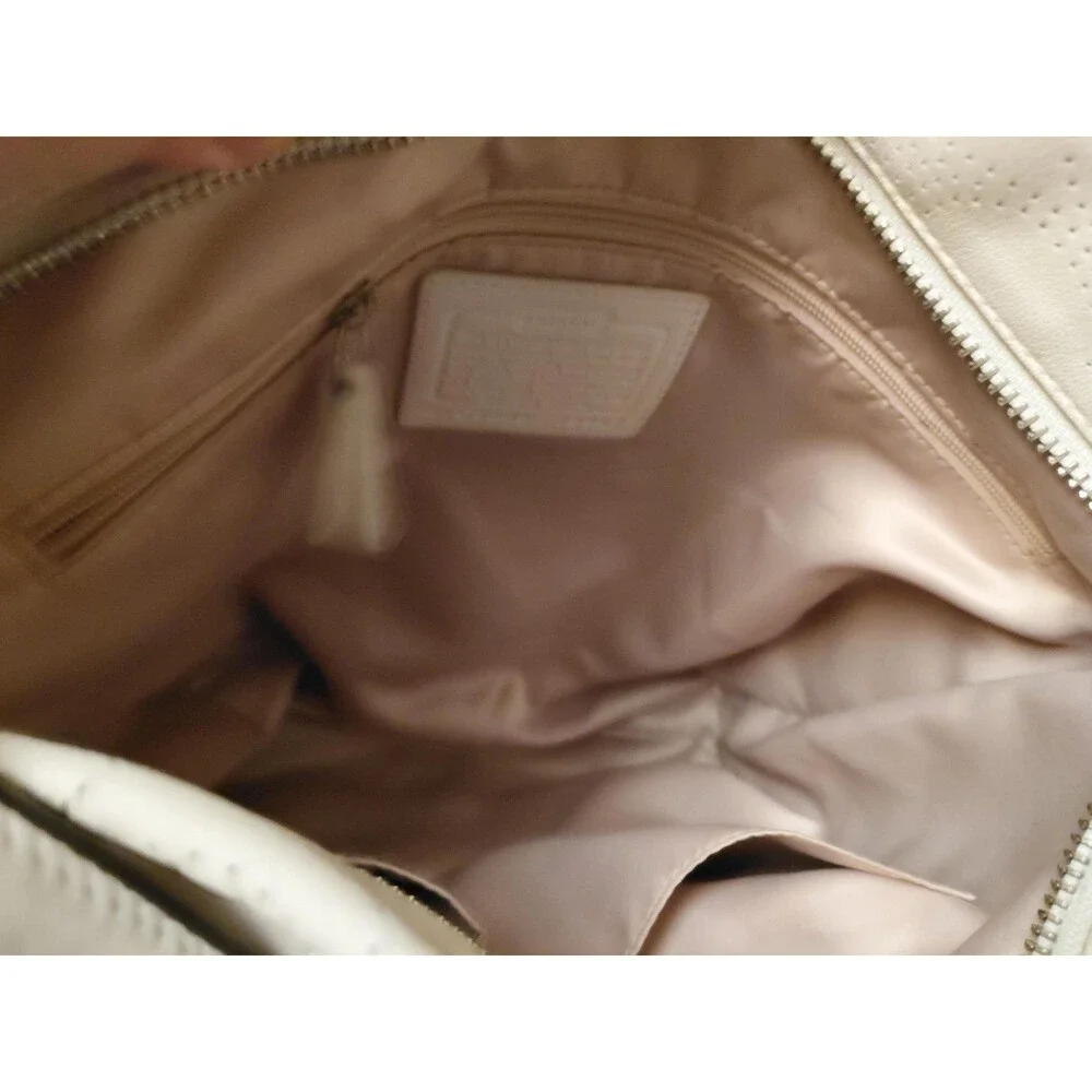Coach Perforated White Leather Duffel